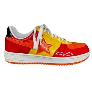 Bapesta Men’s FS002 Red Yellow Orange Skate Sneakers Size US 10.5